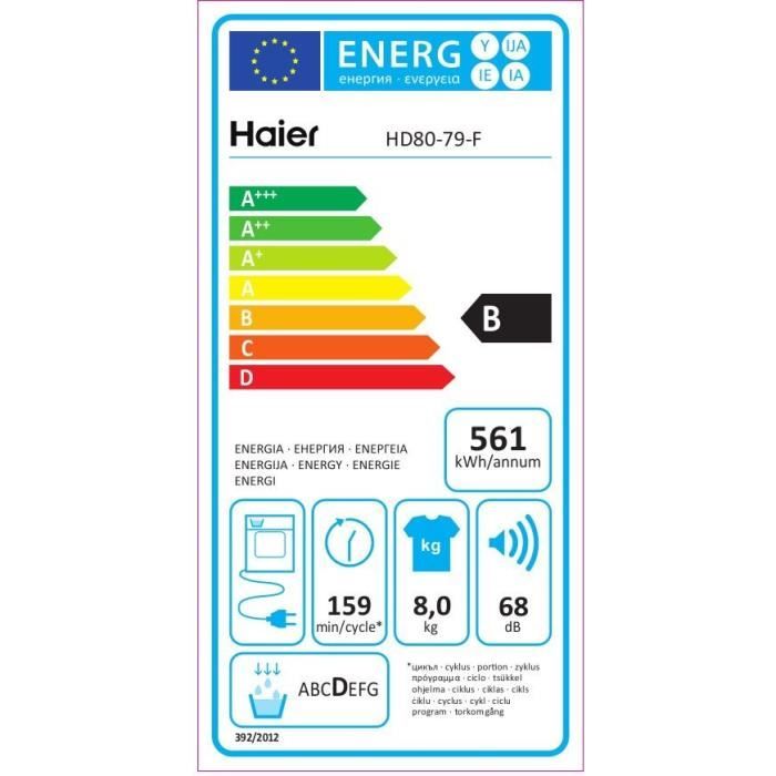  HD80-79-F - Sèche-linge -8kg - Condensation2