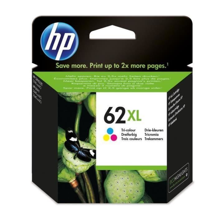 HP 62XL cartouche d'encre trois couleurs grande capacité authentique pour HP Envy 5540/5640/7640 (C2P07AE)