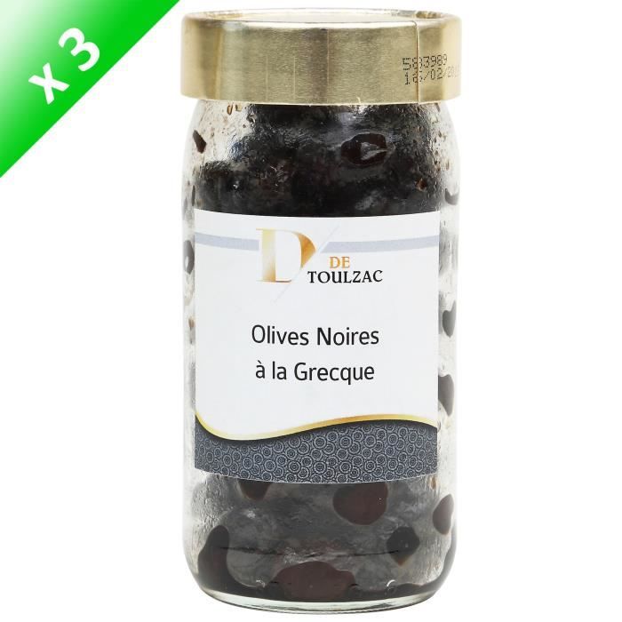 LOT DE 3 D DE TOULZAC Olives Noires à la Grecque 37cl