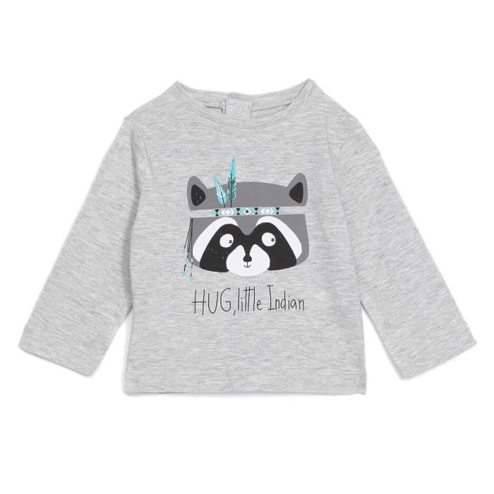 BEBE REVE Tee shirt manches longues - Gris Chiné