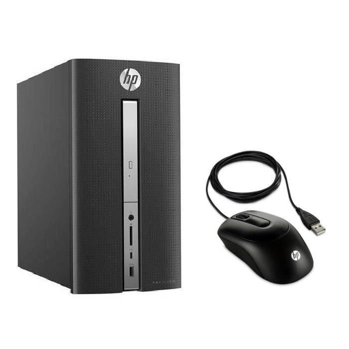 HP Pavilion PC de bureau - 570p017nf - 4 Go de RAM - Windows 10 - INTEL CORE I3-7100 - INTEL HD GRAPHICS- Disque dur 1To + souris