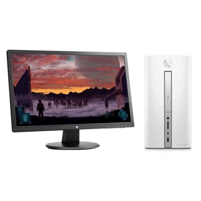 HP PC BUREAU Pavilion - 570p037nf - 4 Go de RAM - Windows 10- Intel Core i5-7400 - Intel HD Graphics - Disque dur 1 To + écran 24\