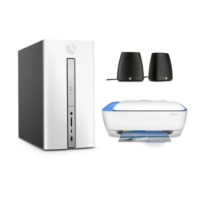 HP PC BUREAU Pavilion - 570p037nf - 4 Go de RAM - Windows 10- Intel Core i5- Intel HD- Disque dur 1To + Imprimante 3en1 + enceintes