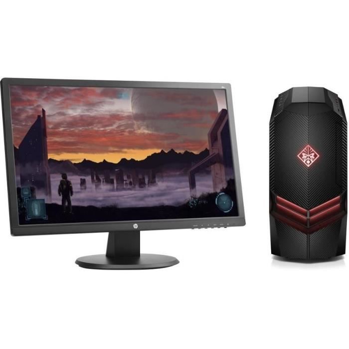 HP PC de Bureau Gamer Omen 880067nf - RAM 8Go - Core i5-7600 - NVIDIA GTX 1070 - Stockage 128Go SSD + 1To + Ecran 24\