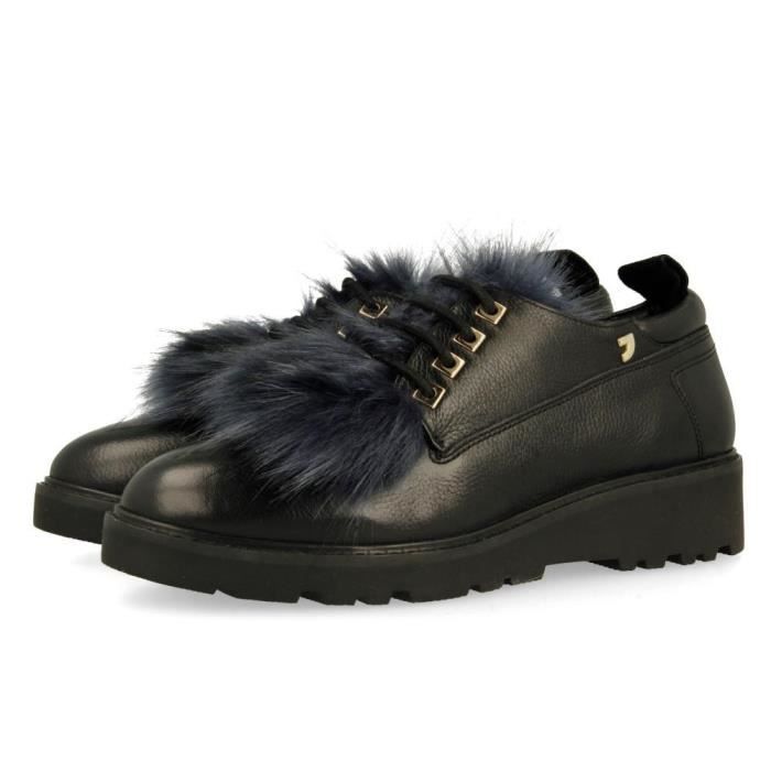 GIOSEPPO Derbies Pompom Noir Femme