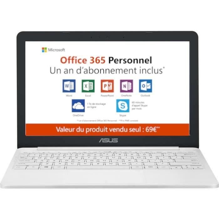 ASUS PC Portable L203NA-FD127TS 11.6' RAM 4Go Intel® Dual-Core Celeron® N3350 Processor 64G EMMC Intel HD Graphics 500 + Office 365