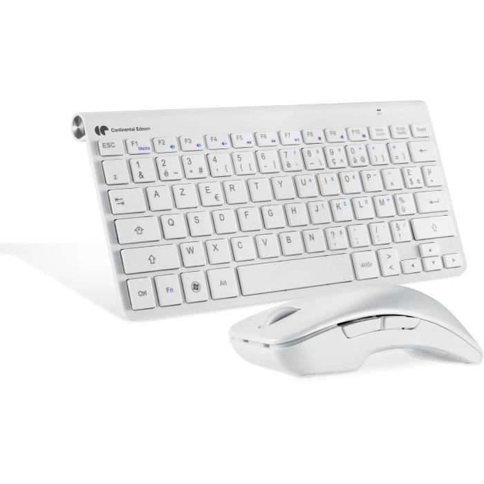 CONTINENTAL EDISON Pack clavier et souris - Sans fil - Blanc