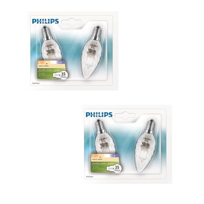 PHILIPS Lot de 4 ampoules Eco E14 28 W équivalent à 35 W