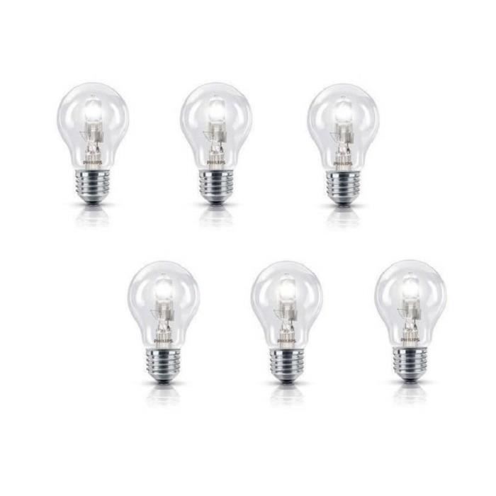 PHILIPS Lot de 6 ampoules Eco E27 70 W équivalent à 92 W