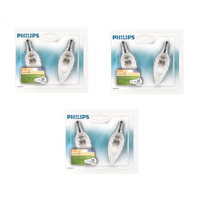 PHILIPS Lot de 6 ampoules Eco E14 28 W équivalent à 35 W