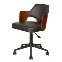 CHAISE DE BUREAU KIRUNA Chaise de bureau en simili noir - Accoudoir CHAISE DE BUREAU KIRUNA Chaise de bureau en simili noir - Accoudoir