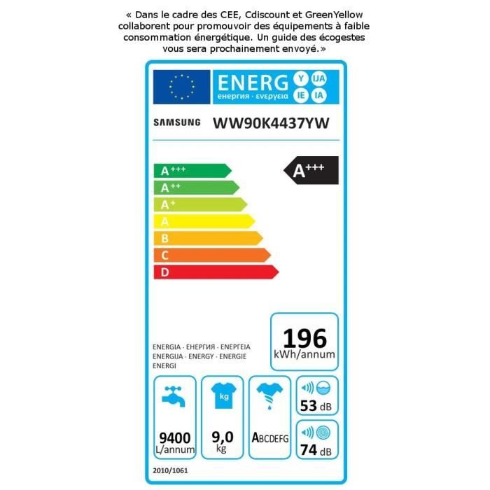  WW90K4437YW AddWash - Lave-linge frontal - 9kg3