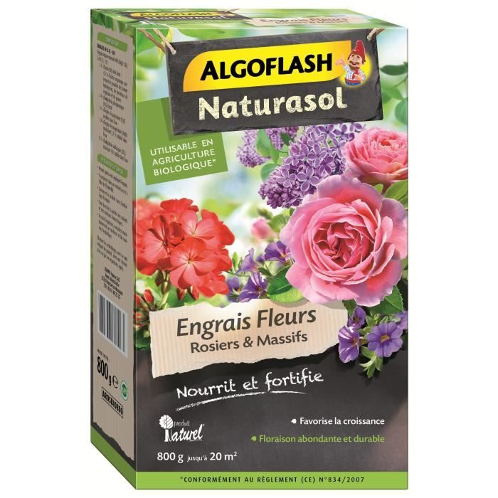 ALGOFLASH NATURASOL Engrais Fleurs rosiers et massifs 800 g