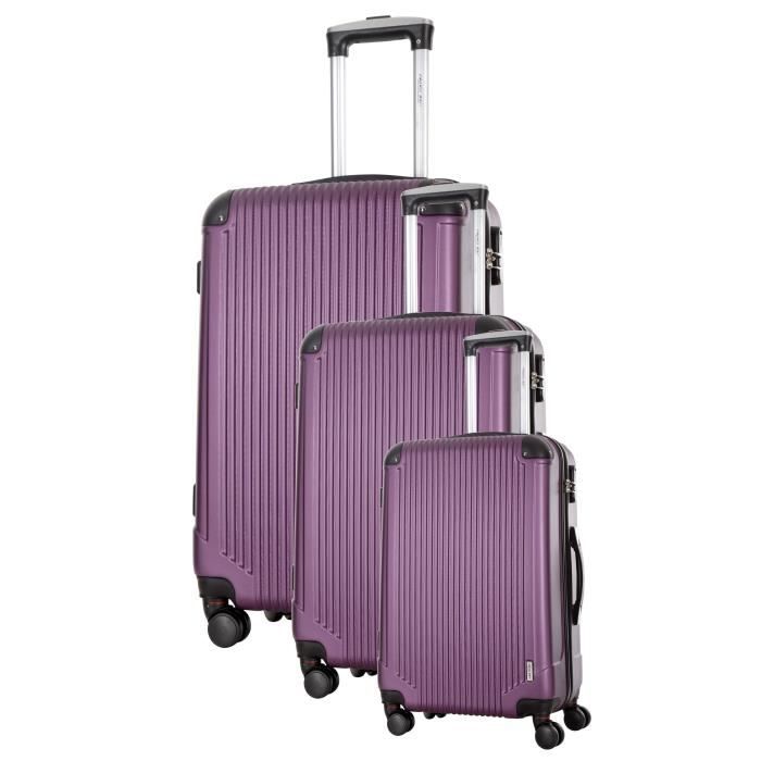 TRAVEL ONE Set de 3 Valises Burnaby - Taille S, M et L - 8 Roues - Violet