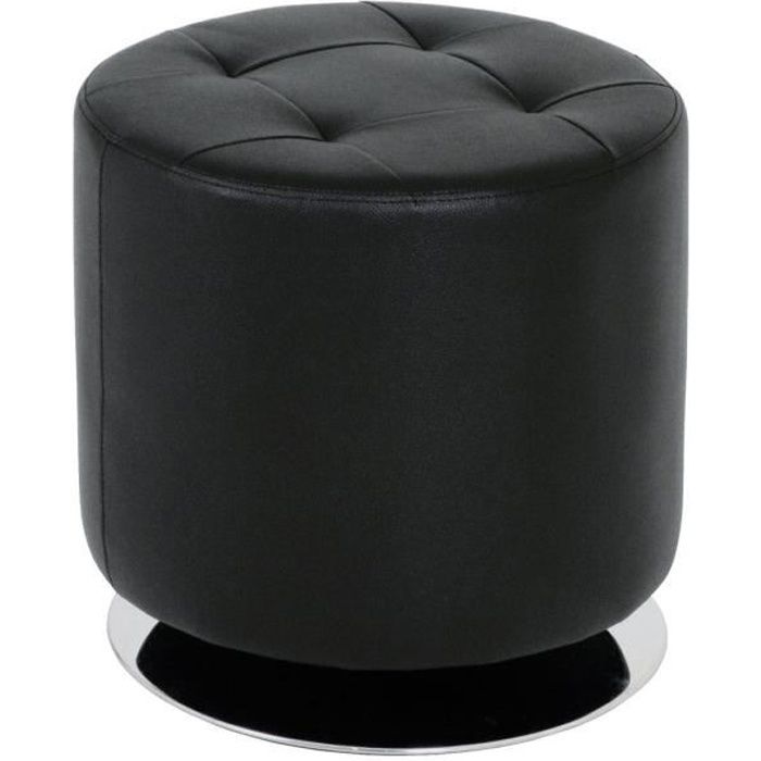 Pouf rond 40 cm noir et chromé - Achat / Vente pouf ...