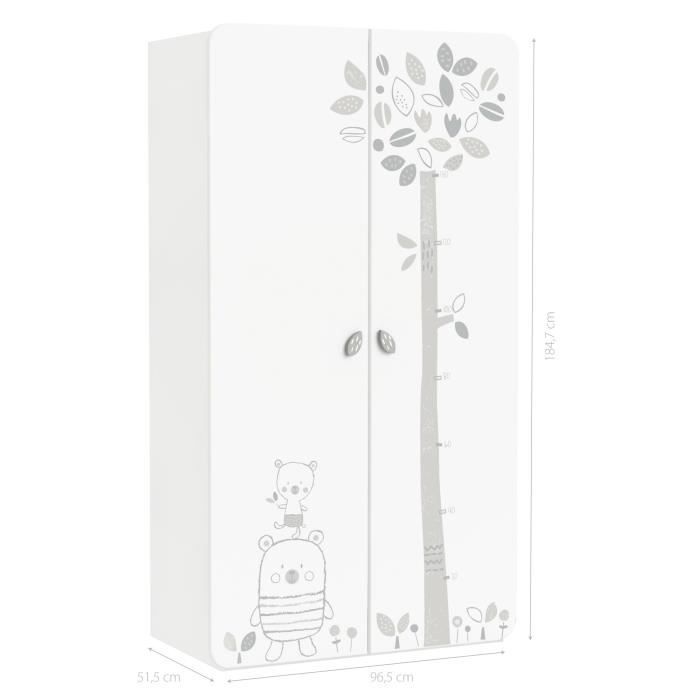 BEAR Armoire 2 Portes Coloris Blanc
