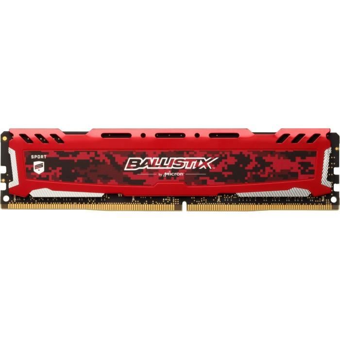 BALLISTIX - Mémoire RAM PC - Sport LT Rouge - DDR4 - 8Go - 3000 MHz - UDIMM (BLS8G4D30AESEK)