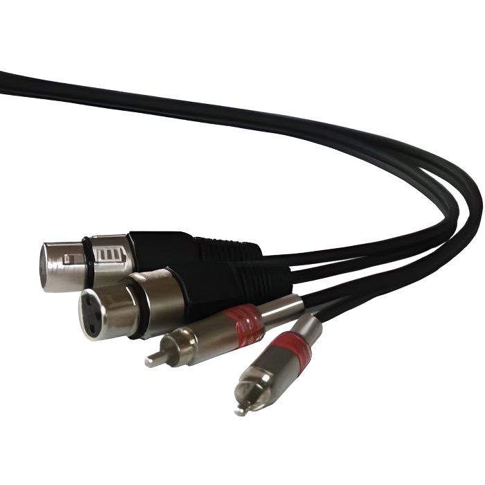 IBIZA SOUND CM1.5RXF-2 Câble 2 RCA mâles métal avec ressort de protection vers 2 XLR femelles - 1,50m