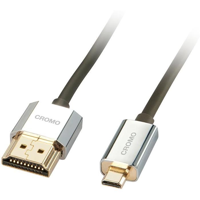LINDY Câble HDMI® Slim - compatible HDMI 2.0 Ultra HD avec Ethernet CROMO® - type A/D - 0,5m