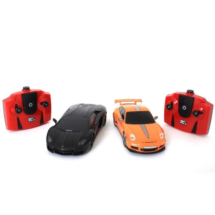 Lot de 2 voitures télécommandés Porsche et Lamborghini 20 cm