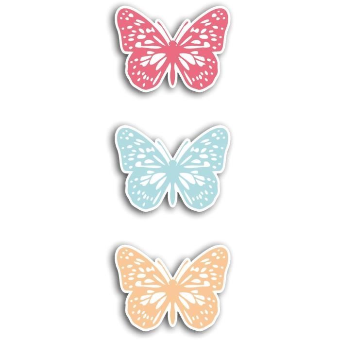 TOGA Pack de 24 Formes Découpées Papillons Corail / Pêche / Bleu