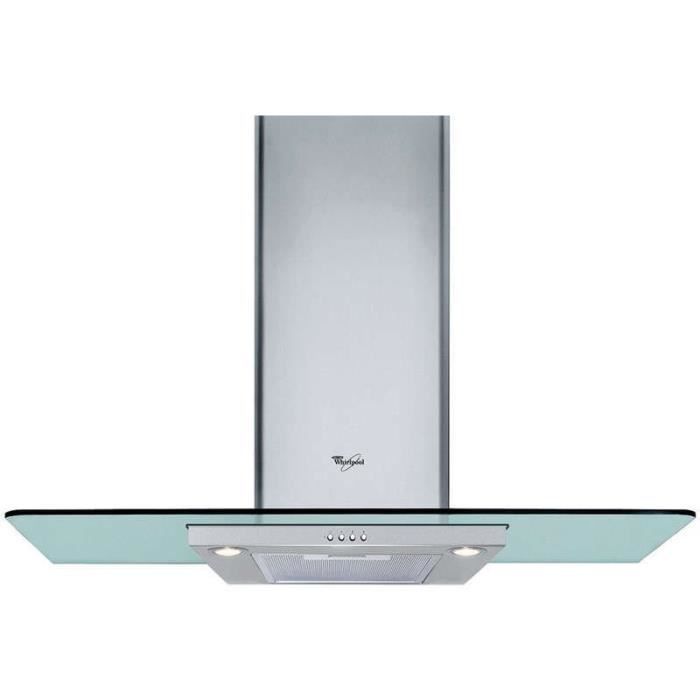 WHIRLPOOL WHIRLPOOL WHF96AMX - Hotte décorative - 368 m³ air / h - 62 dB max - L 90 cm - Inox et verre galbé
