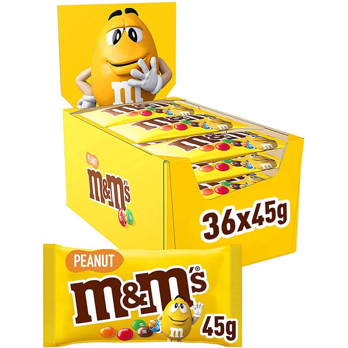 M&M'S Peanut Pack sachets de bonbons au chocolat au lait 36x 45 g
