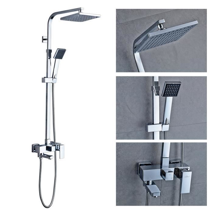 Auralum® Set de Douche Carré Multifonctionnel avec 3 Fonctions de