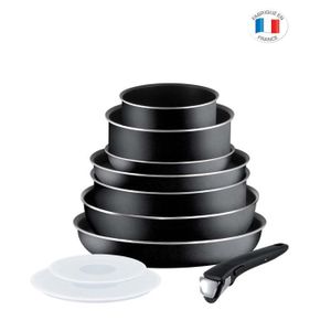 TEFAL INGENIO ESSENTIAL Batterie de cuisine 10 pi?ces L2008802 16-20-24-26-28cm Tous feux sauf induction noir