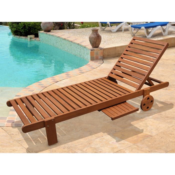 Bain de Soleil en bois exotique avec roulette …  Achat / Vente chaise