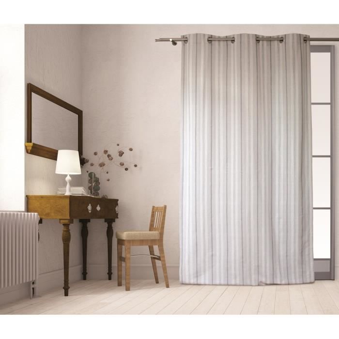 SOLEIL D\'OCRE Rideau à œillets Sandrine 100% coton 140x240 cm gris ... SOLEIL D\'OCRE Rideau à œillets Sandrine 100% coton 140x240 cm gris ...