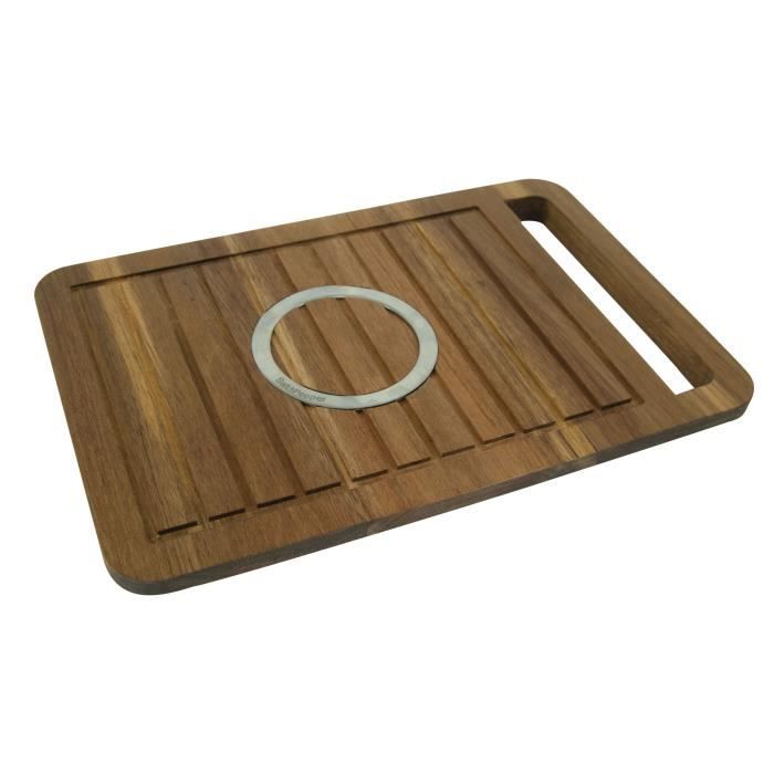 SP Planche à découper - 46x30xH2cm - Bois - Anneau inox - Fromage