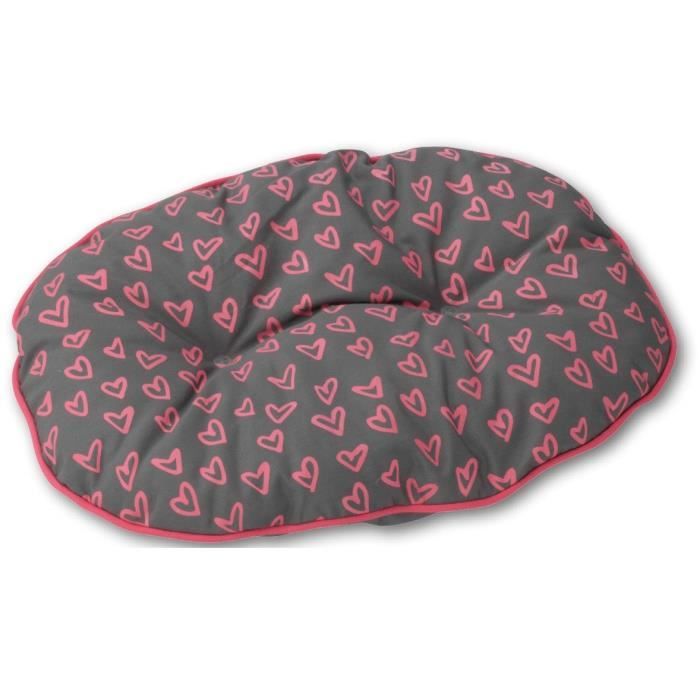 D&D Coussin Lovely Perla-Bed - 105 x 73 x 9,5cm - Gris / Rose