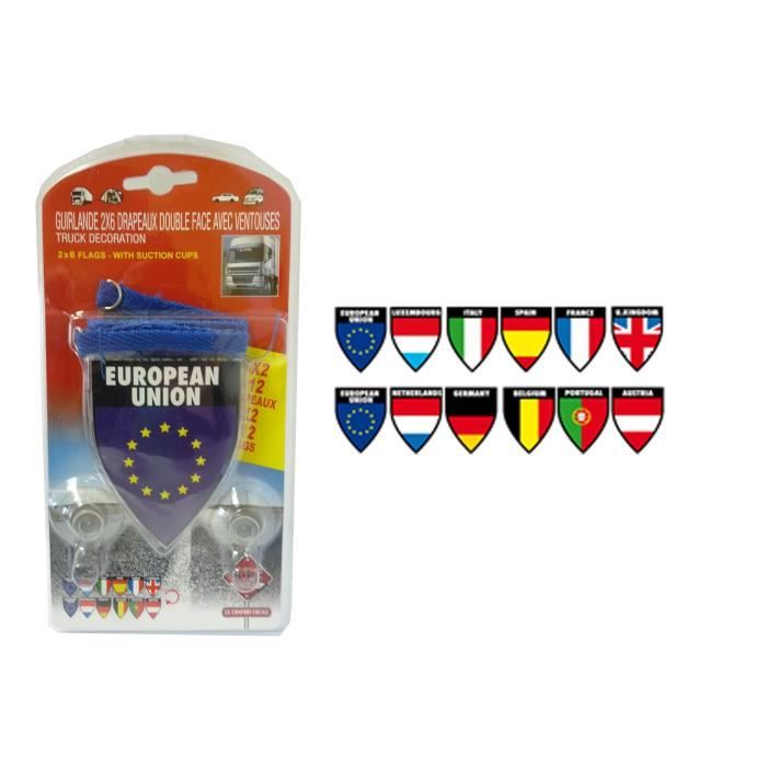 Guirlande drapeaux avec ventouse - 2x6 cm