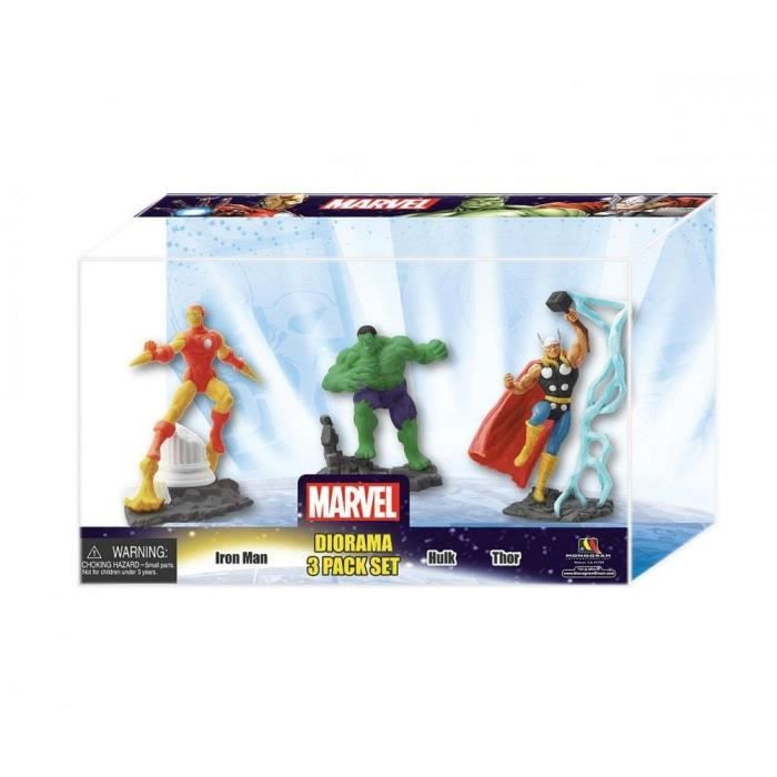 Diorama de 3 figurines Marvel Iron Man Thor et Hulk Monogram