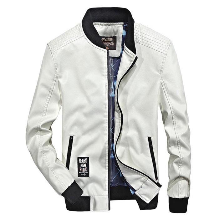 Cuir Homme Simili Veste Fit Col en Blouson Casual Montant Regular 1tqfBOqw