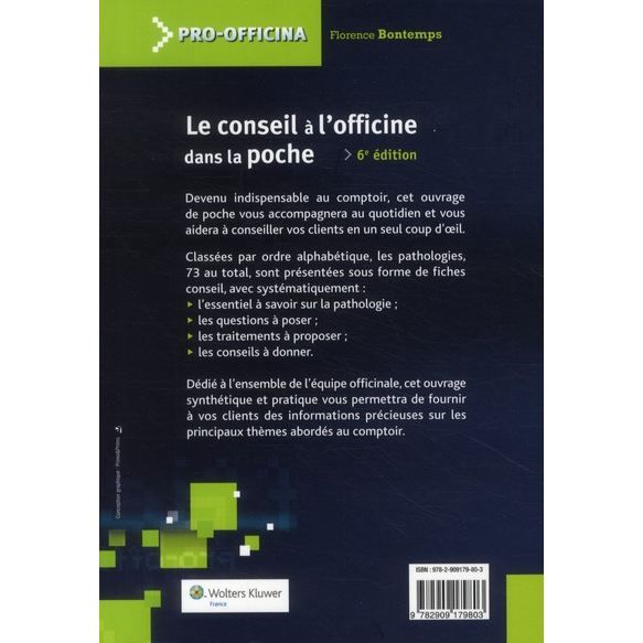 Le conseil à lofficine dans la poche (6e édition)   Achat / Vente