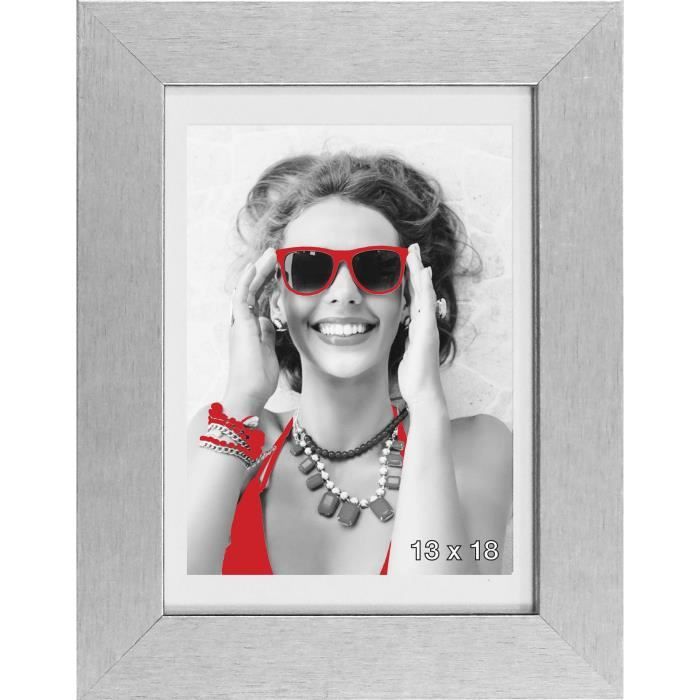 SATIN Cadre photo MDF 13x18 cm Blanc argenté satiné