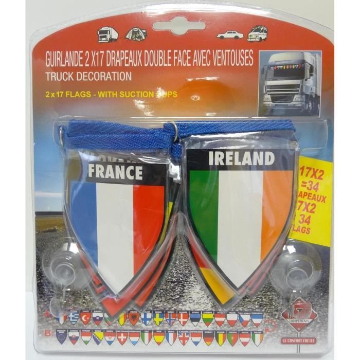 Guirlande drapeaux avec ventouses - 2x17 cm