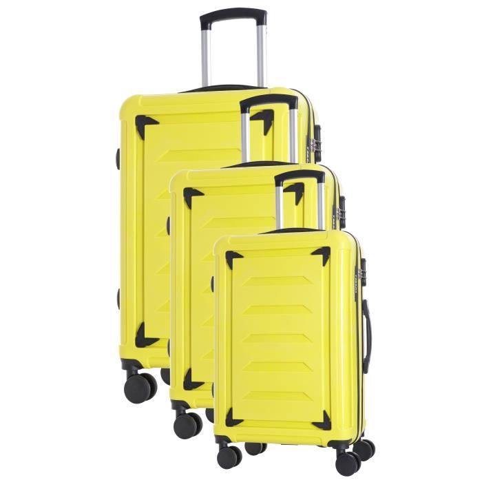 RENOMA Set de 3 Valises Goldberg - Taille S, M et L - 8 Roues - Jaune