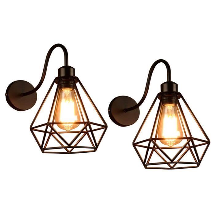 Wall Light 4pcs De Lampe Cadre Diamant Applique Balcon Forme Forgé Rétro Métal Mur Pour Fer Industrielle Chambre Cage Murale I6fyvY7gmb