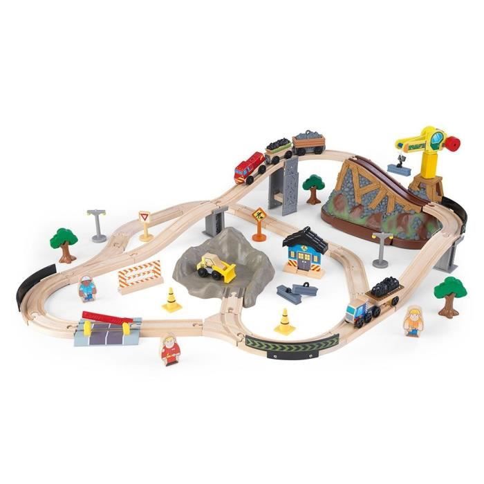 Circuit De Train Construction - Bucket Top en Bois