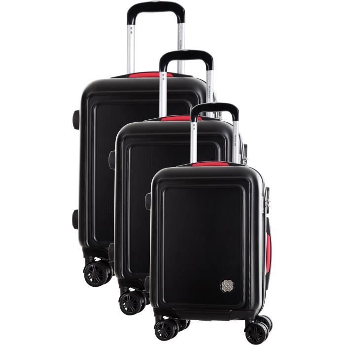 COCONUT Set de 3 Valises 8 Roues S/M/L Noir
