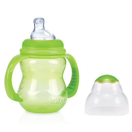 NUBY Biberon d'apprentissage avec bec anti-goutte - vert - 240ml