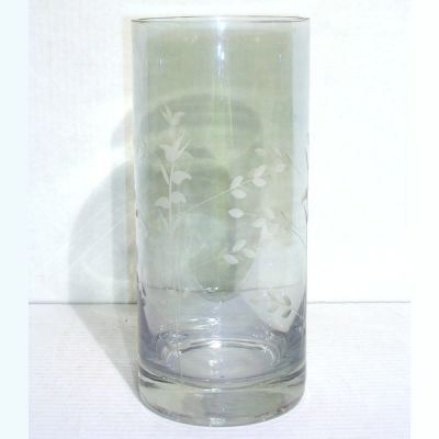 Vase Cylindrique LUSTRE verre 26 cm gravé bleu   Achat / Vente VASE