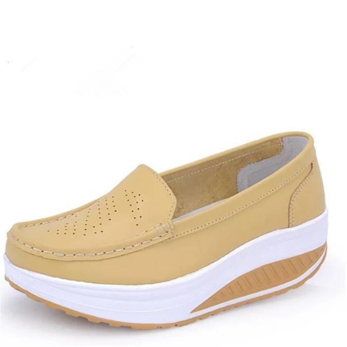 Femmes De En Cuir Sneaker Chaussures Moccasins Luxe Marque Grande Ascenseur Femme Nouvelle Mode Taille Confortable PTiukZOX