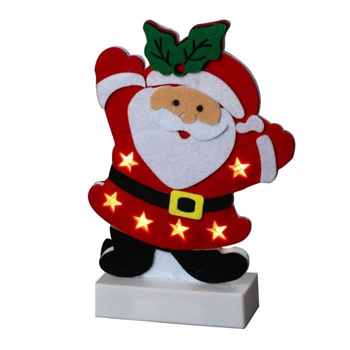 Personnage de Noël : Père Noël LED en feutrine - H 25 x 11,5 x 5 cm
