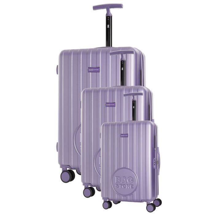 BAGSTONE Set de 3 Valises Lucky - Taille S, M et L - 8 Roues - Violet