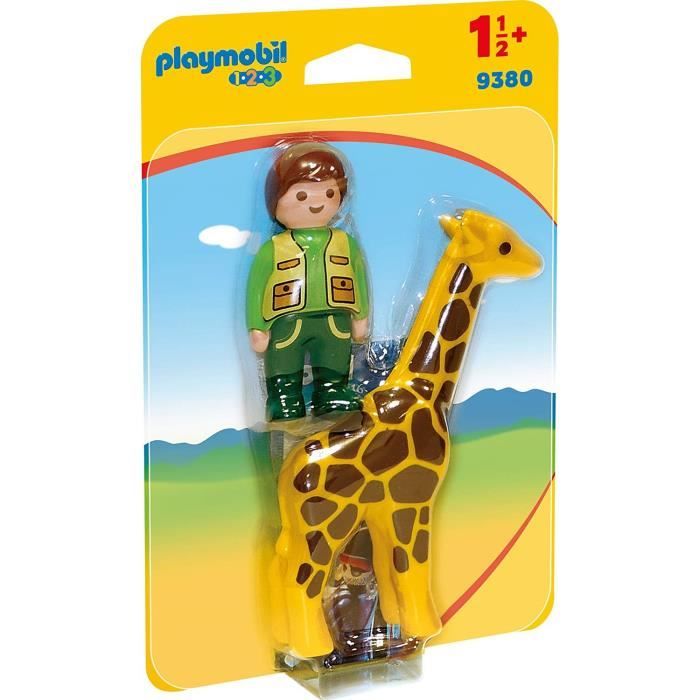 PLAYMOBIL 9380 - PLAYMOBIL 1.2.3 - Soigneur avec girafe - Nouveaute 2019