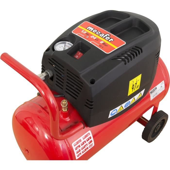 MECAFER Compresseur d'air horizontal 24L 1,5HP Oil